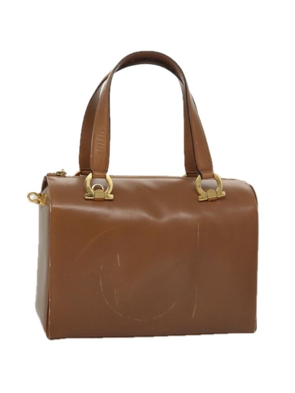 Salvatore Ferragamo Boston Bag Leather Beige Gold